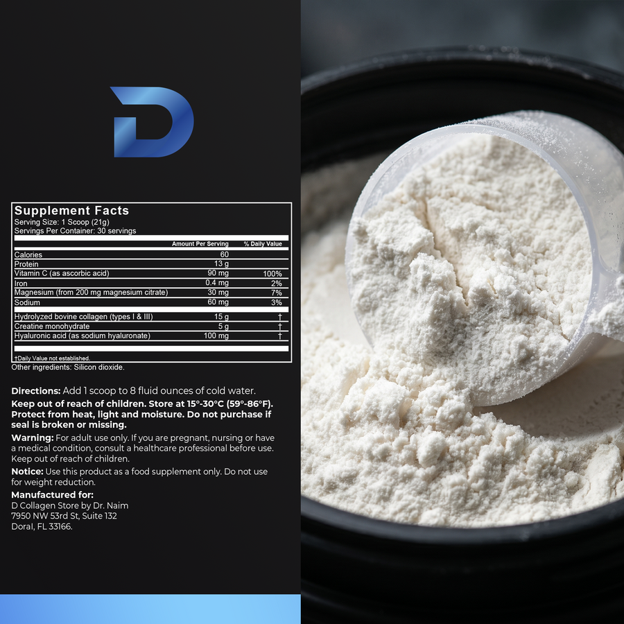 D COLLAGEN STORE Collagen + Creatine — Supplement Facts